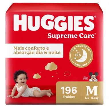 Fralda Huggies Supreme Care Tamanho M 196 Fraldas Descartáveis