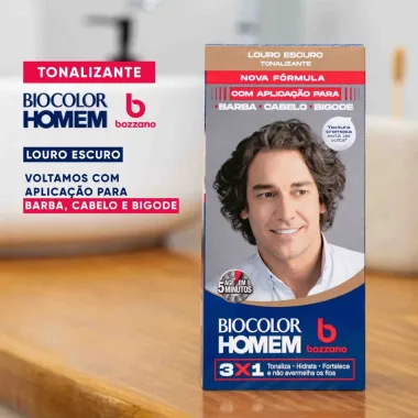 Tonalizante de Cabelo Biocolor Homem Bozzano Cor Louro Escuro