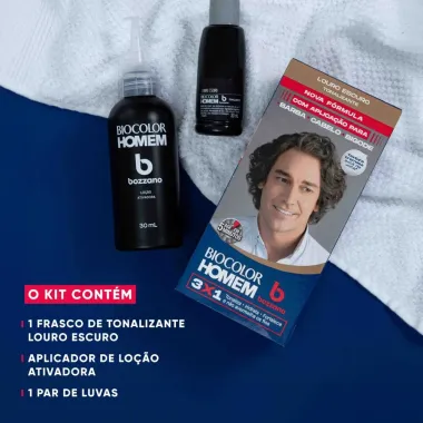 Tonalizante de Cabelo Biocolor Homem Bozzano Cor Louro Escuro