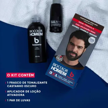 Tonalizante de Cabelo Masculino Biocolor Homem Bozzano Castanho Escuro