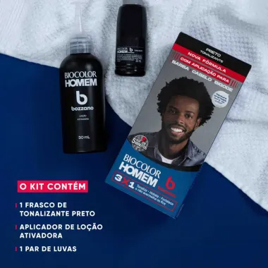 Tonalizante de Cabelo Masculino Biocolor Homem Bozzano Preto
