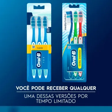 Escova Dental Oral-B 123 M&eacute;dia Cores Sortidas Leve 3 Pague 2 Unidades