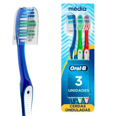 Escova Dental Oral-B 123 M&eacute;dia Cores Sortidas Leve 3 Pague 2 Unidades