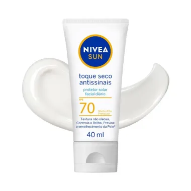 Protetor Solar Facial Nivea Sun Toque Seco Antissinais FPS 70 Lo&ccedil;&atilde;o 40ml