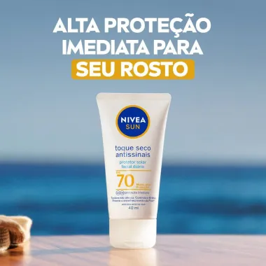 Protetor Solar Facial Nivea Sun Toque Seco Antissinais FPS 70 Lo&ccedil;&atilde;o 40ml