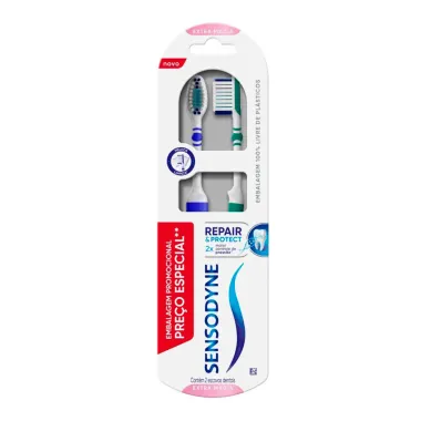 Escova Dental Sensodyne Repair e Protect Extra Macia Cores Sortidas com 2 Unidades