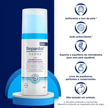 Bepantol Derma Hidratante Restaurador Loção Facial Noturna 50ml