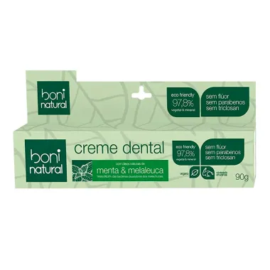 Creme Dental Boni Natural Menta e Melaleuca Sem Flúor 90g