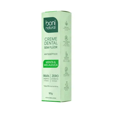 Creme Dental Boni Natural Menta e Melaleuca Sem Flúor 90g