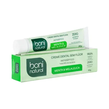 Creme Dental Boni Natural Menta e Melaleuca Sem Flúor 90g
