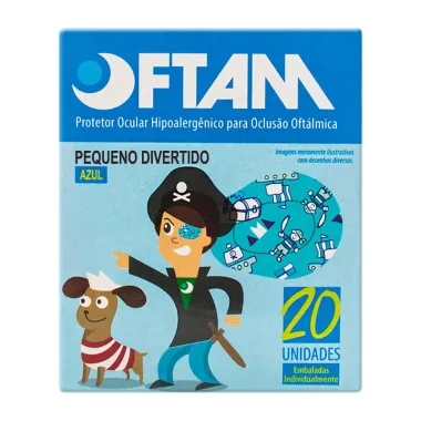 Protetor Oftálmico Oftam Azul Divertido com 20 Unidades