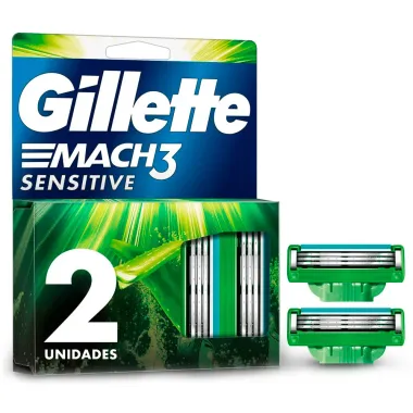 Carga para Aparelho de Barbear Gillette Mach3 Sensitive 2 Unidades