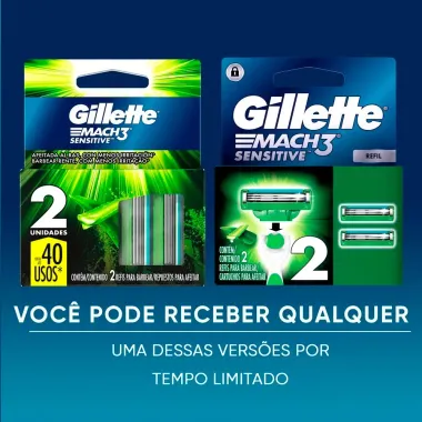 Carga para Aparelho de Barbear Gillette Mach3 Sensitive 2 Unidades
