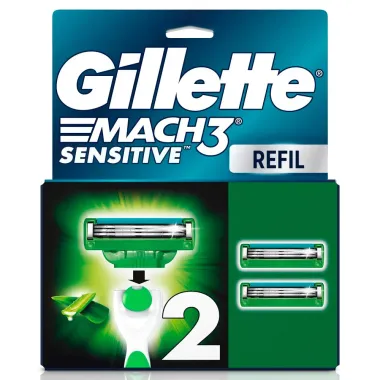 Carga para Aparelho de Barbear Gillette Mach3 Sensitive 2 Unidades