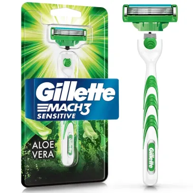Aparelho de Barbear Gillette Mach3 Sensitive com 1 Unidade + 1 Carga