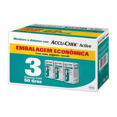 Accu-Chek Active Tira Teste 3 Frascos com 50 Unidades cada Embalagem Econômica