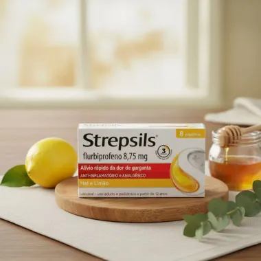 Pastilhas para Garganta Strepsils Sabor Mel e Limão 8 Pastilhas