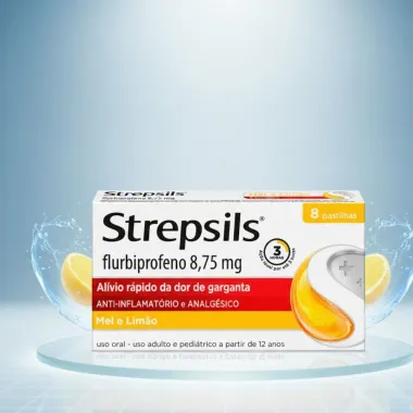 Pastilhas para Garganta Strepsils Sabor Mel e Limão 8 Pastilhas