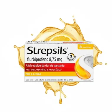Pastilhas para Garganta Strepsils Sabor Mel e Limão 8 Pastilhas