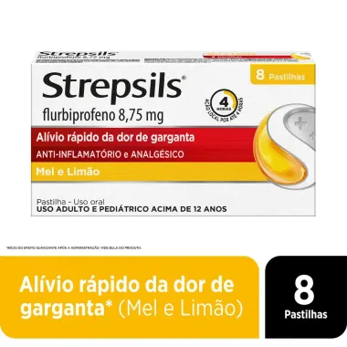 Pastilhas para Garganta Strepsils Sabor Mel e Lim&atilde;o 8 Pastilhas