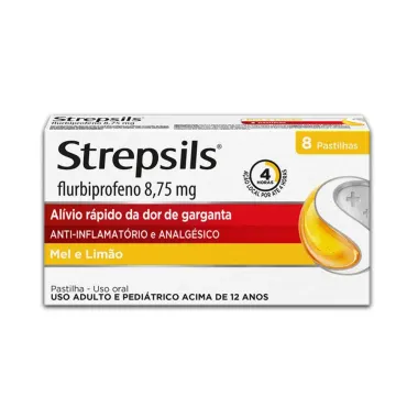 Pastilhas para Garganta Strepsils Sabor Mel e Lim&atilde;o 8 Pastilhas