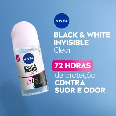 Desodorante Antitranspirante Nivea Roll On Invisible Black & White Clear 50ml