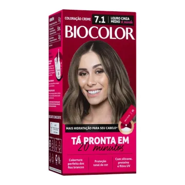 Tintura Creme Biocolor Louro Cinza Médio 7.1 Mini Kit