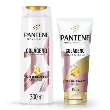 Kit Shampoo Pantene Col&aacute;geno Hidrata e Resgata 300ml + Condicionador 150ml