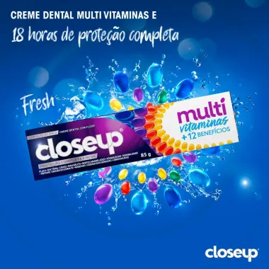 Creme Dental Closeup Multi Vitaminas +12 Benefícios Fresh 85g