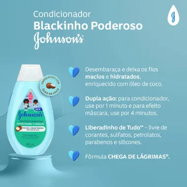 Condicionador e Máscara Johnson's Kids Blackinho Poderoso 380ml