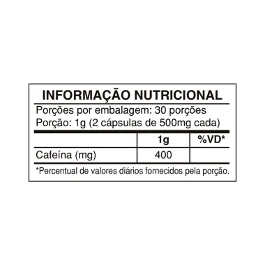 Cafe&iacute;na Black 400mg Health Labs 60 C&aacute;psulas