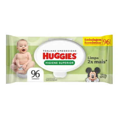 Lenços Huggies Higiene Superior Limpam 2x Mais 96 Unidades