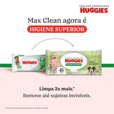 Lenços Huggies Higiene Superior Limpam 2x Mais 96 Unidades