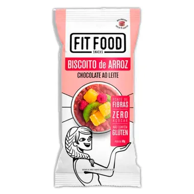 Biscoito de Arroz Fit Food Chocolate ao Leite Zero Açúcar 60g