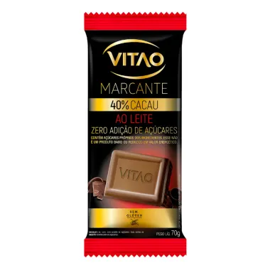 Chocolate Vitao Marcante Ao Leite 40% Cacau Zero A&ccedil;&uacute;car 70g