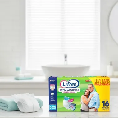 Fralda Calça Lifree Extra Absorção Tamanho G/XG com 16 Unidades