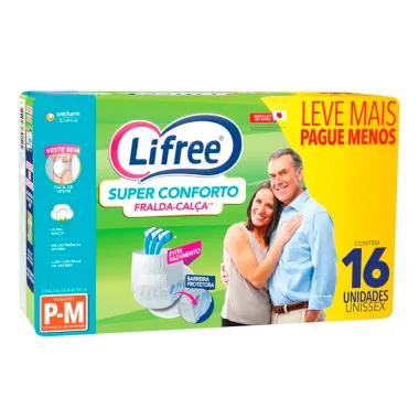 Fralda Calça Lifree Super Conforto Tamanho P/M com 16 Unidades