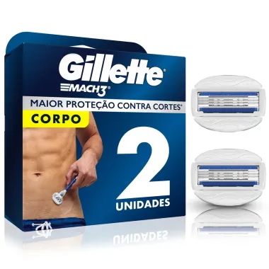 Gillette Mach3 Corpo Carga para Aparelho de Depila&ccedil;&atilde;o Corporal para Homens 2 Unidades