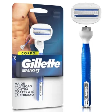 Gillette Mach3 Corpo Aparelho de Depila&ccedil;&atilde;o Corporal com Barras Umectantes e 1 Carga