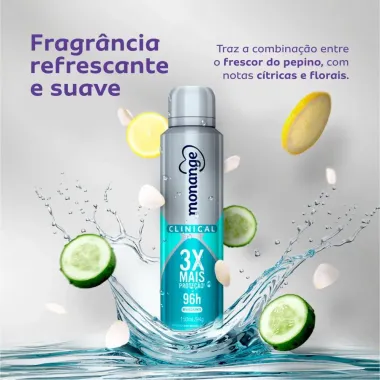 Desodorante Clinical Revigorante Aerossol Antitranspirante Monange Feminino 150ml