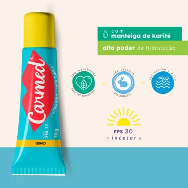 Hidratante Labial Carmed FPS 30 Incolor 10g