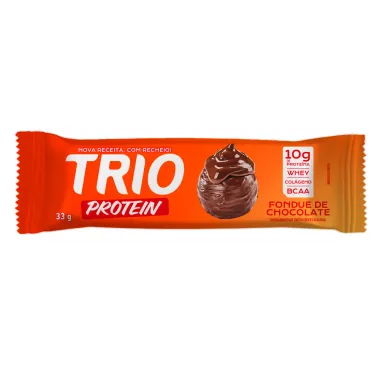Barra de Proteína Trío Protein Fondue de Chocolate Cobertura Chocolate ao Leite 33g
