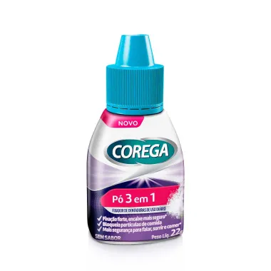 Corega Pó Fixador de Dentadura 3 em 1 Sem Sabor 22g