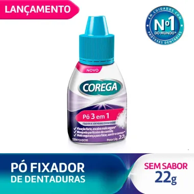 Corega Pó Fixador de Dentadura 3 em 1 Sem Sabor 22g