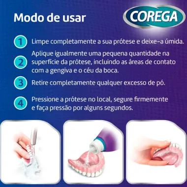 Corega Pó Fixador de Dentadura 3 em 1 Sem Sabor 22g