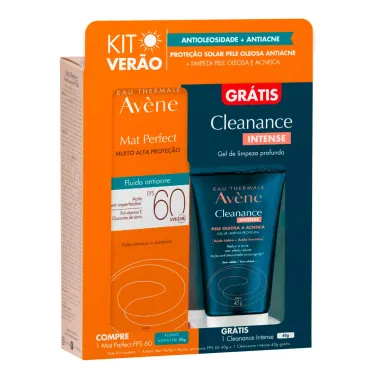 Kit Avène Mat Perfect Fluido Antiacne FPS 60 40ml e Ganhe Gel de Limpeza Cleanance Intense 40g