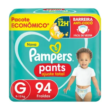 Fralda Pampers Pants Ajuste Total Tamanho G 94 Unidades Descartáveis