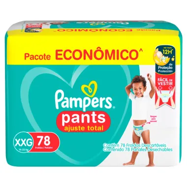 Fralda Pampers Pants Ajuste Total Tamanho XXG com 78 Unidades Descartáveis