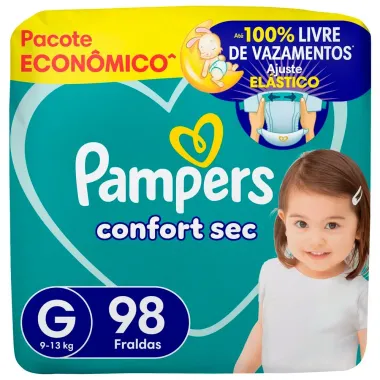 Fralda Pampers Confort Sec Tamanho G 98 Unidades Descartáveis