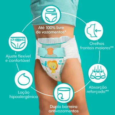 Fralda Pampers Confort Sec Pacote Giga Tamanho XG com 88 Fraldas Descartáveis